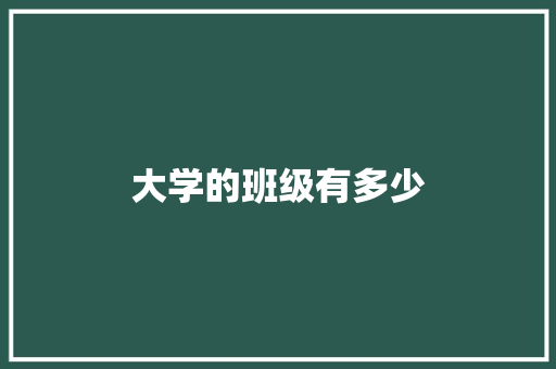 大学的班级有多少
