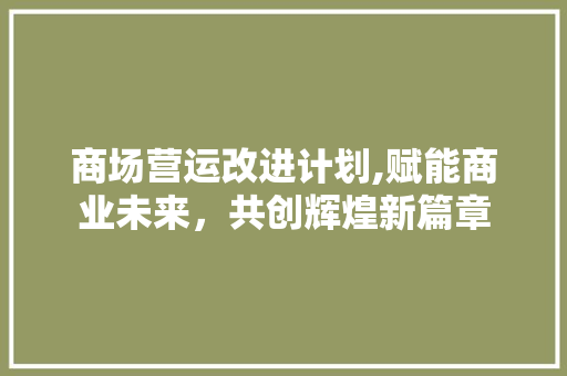 商场营运改进计划,赋能商业未来，共创辉煌新篇章