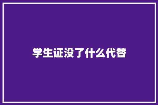 学生证没了什么代替