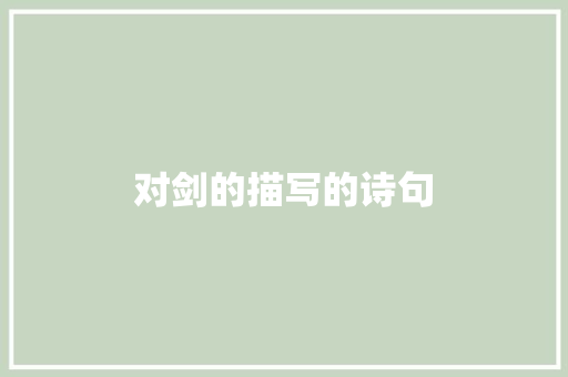 对剑的描写的诗句