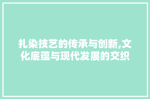 扎染技艺的传承与创新,文化底蕴与现代发展的交织