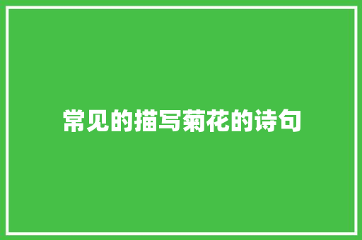 常见的描写菊花的诗句