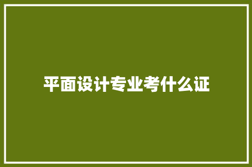 平面设计专业考什么证