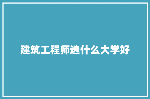 建筑工程师选什么大学好