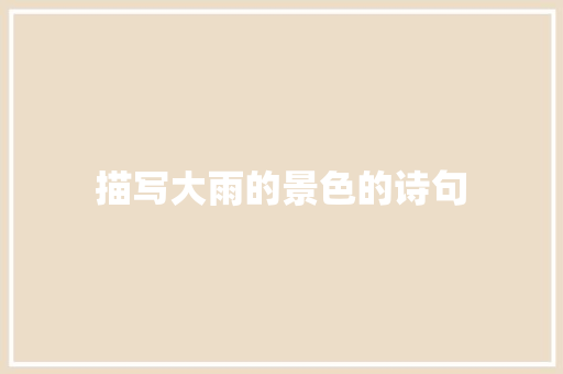 描写大雨的景色的诗句