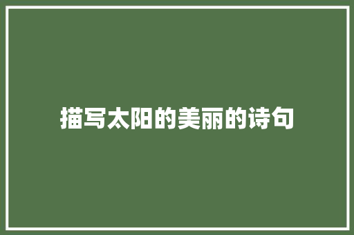 描写太阳的美丽的诗句