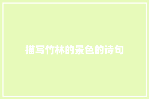 描写竹林的景色的诗句