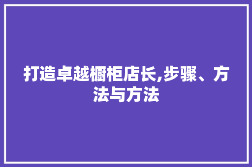 打造卓越橱柜店长,步骤、方法与方法