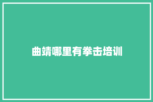 曲靖哪里有拳击培训