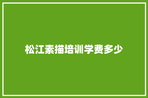 松江素描培训学费多少