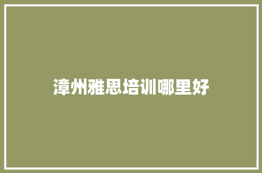 漳州雅思培训哪里好