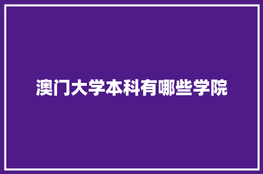 澳门大学本科有哪些学院