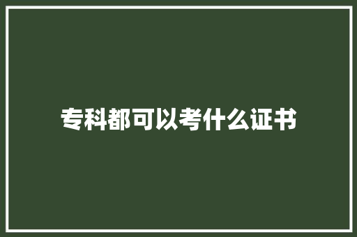 专科都可以考什么证书