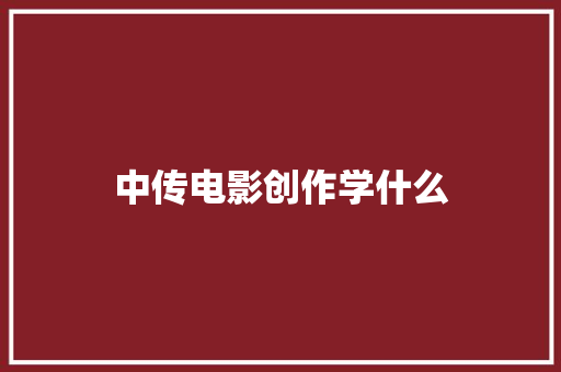 中传电影创作学什么