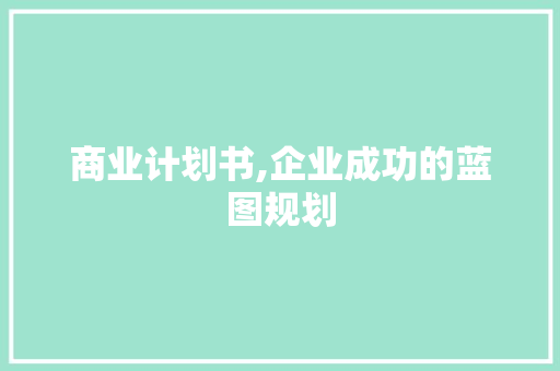 商业计划书,企业成功的蓝图规划