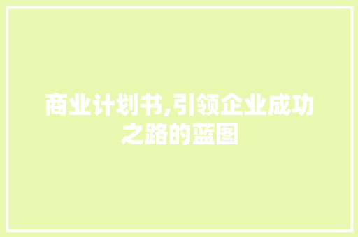 商业计划书,引领企业成功之路的蓝图 古代典籍