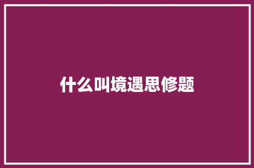 什么叫境遇思修题