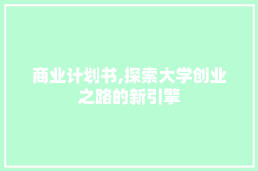 商业计划书,探索大学创业之路的新引擎