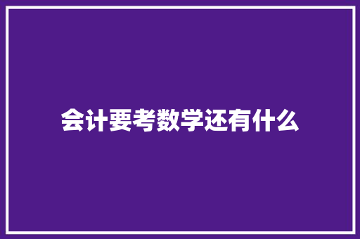 会计要考数学还有什么