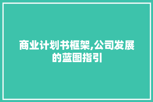 商业计划书框架,公司发展的蓝图指引
