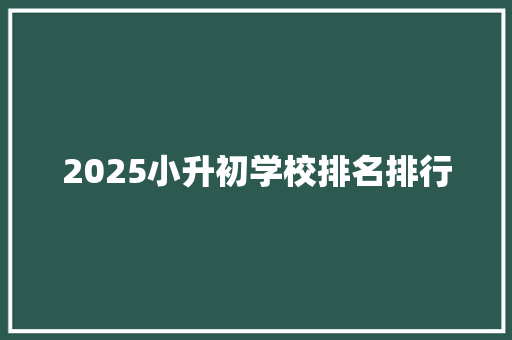2025小升初学校排名排行