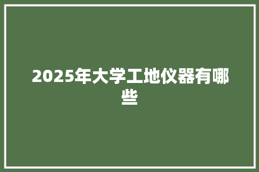 2025年大学工地仪器有哪些