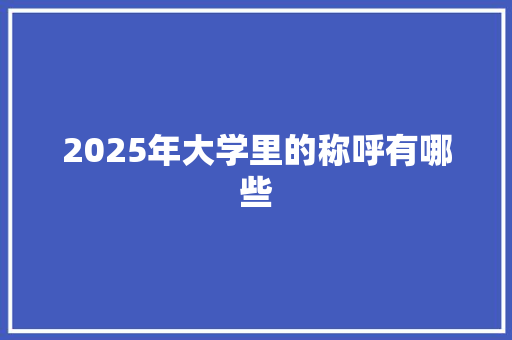 2025年大学里的称呼有哪些