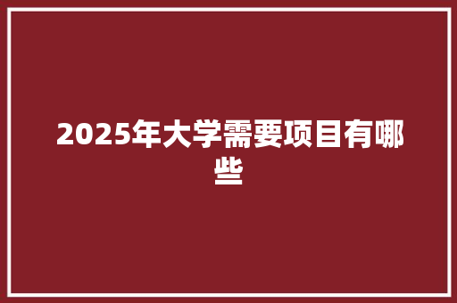 2025年大学需要项目有哪些