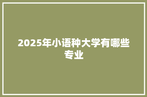 2025年小语种大学有哪些专业