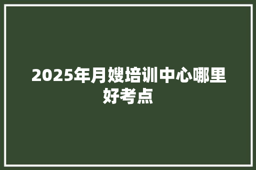 2025年月嫂培训中心哪里好考点