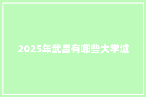 2025年武昌有哪些大学城