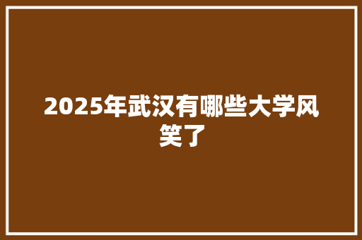 2025年武汉有哪些大学风笑了
