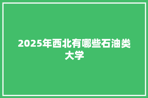 2025年西北有哪些石油类大学