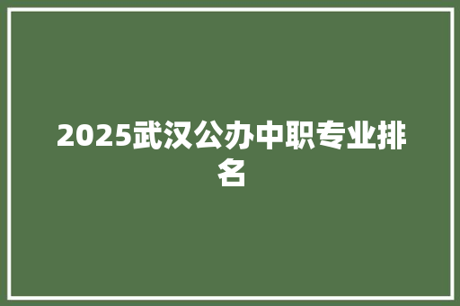 2025武汉公办中职专业排名