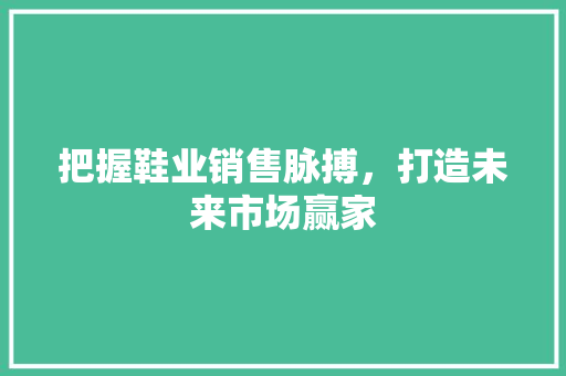 把握鞋业销售脉搏，打造未来市场赢家