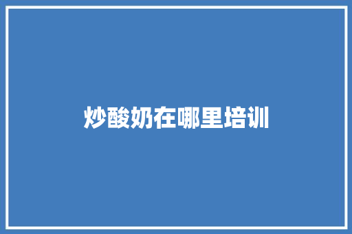 炒酸奶在哪里培训