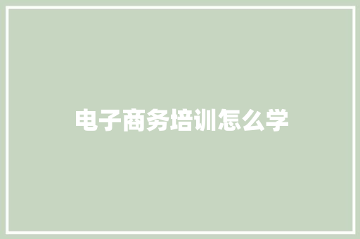 电子商务培训怎么学