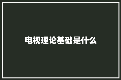 电视理论基础是什么