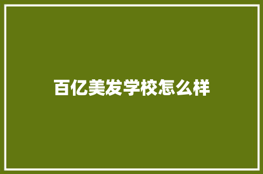 百亿美发学校怎么样