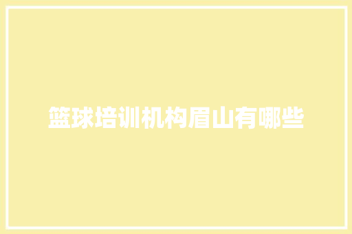 篮球培训机构眉山有哪些
