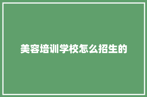 美容培训学校怎么招生的