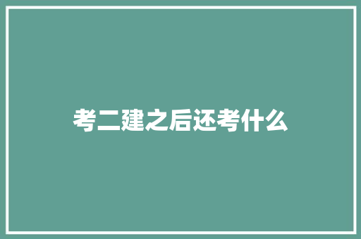 考二建之后还考什么