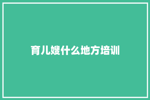 育儿嫂什么地方培训