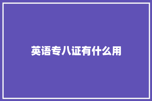 英语专八证有什么用