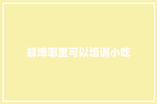 蚌埠哪里可以培训小吃