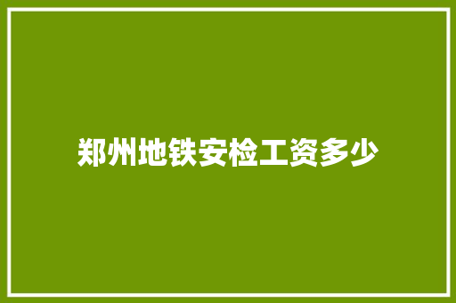 郑州地铁安检工资多少