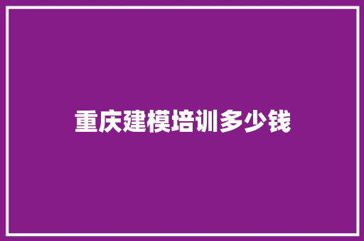 重庆建模培训多少钱