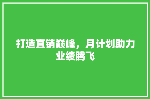 打造直销巅峰，月计划助力业绩腾飞
