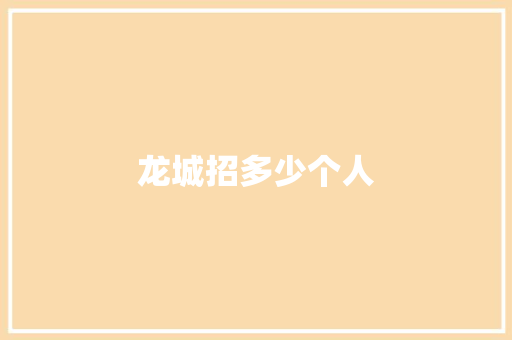 龙城招多少个人