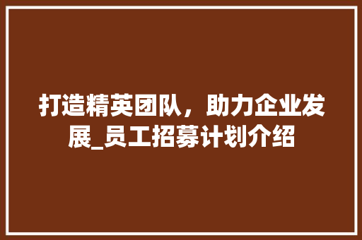 打造精英团队，助力企业发展_员工招募计划介绍